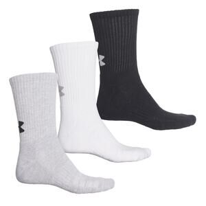Under Armour Men’s Training Cotton Socks 3 Pairs Crew Gray White Black Large NEW